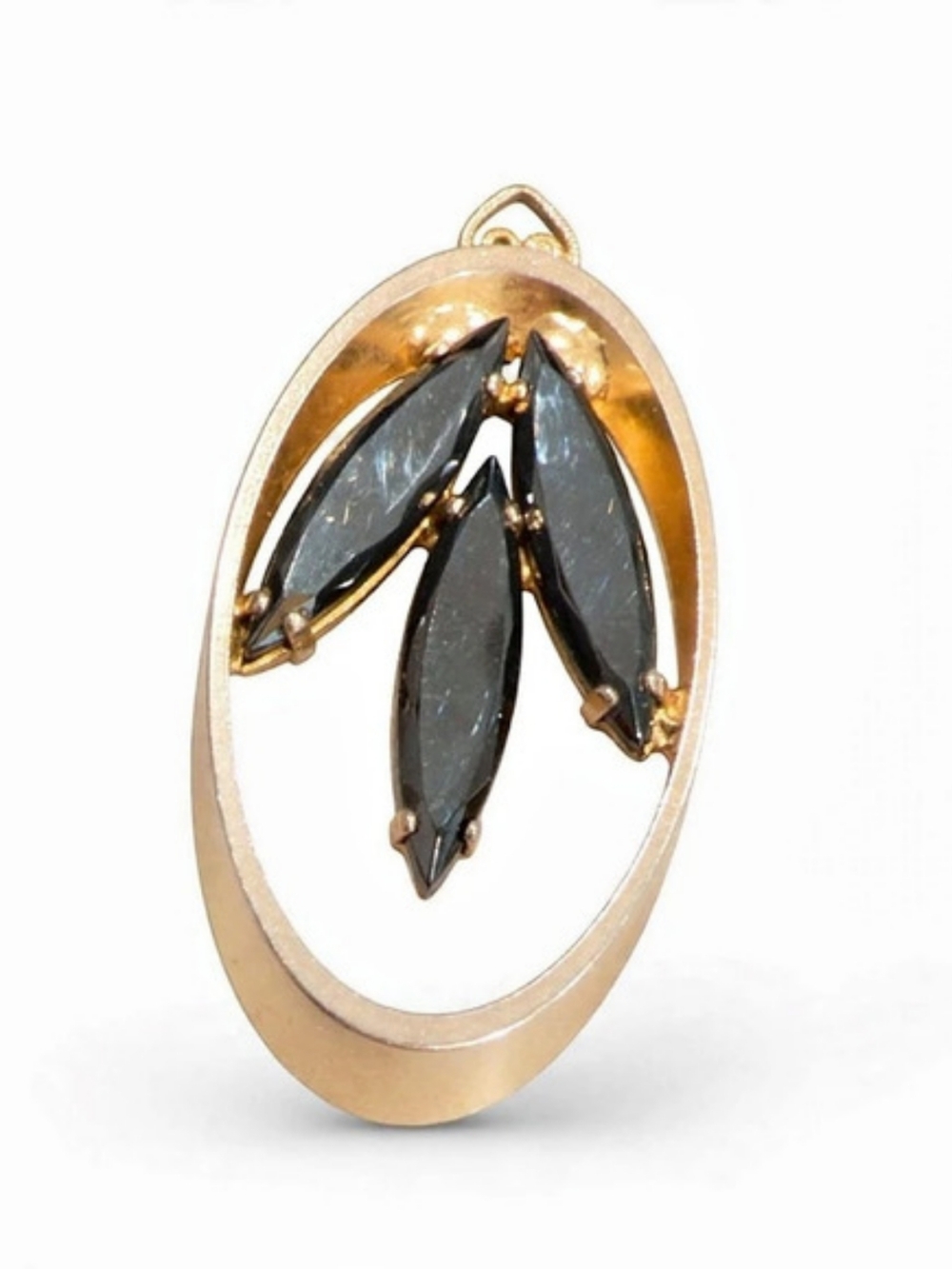 Avon Gold & Black Leaf Necklace Pendant